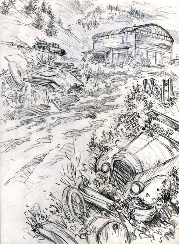 crayonné du tome 1 © Mickaël Bourgouin